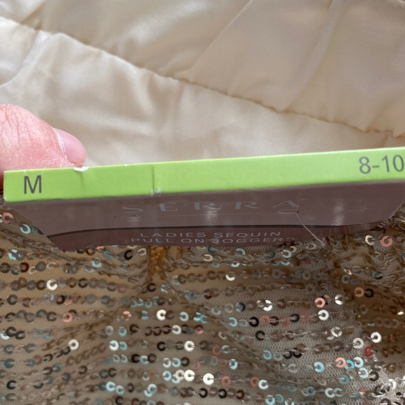 Serra Rose Gold Sequin Pullon Jogger Pants NWT - Picture 4 of 7